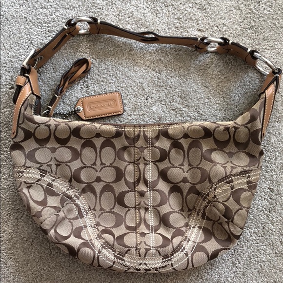 Coach Handbags - Brown/Tan Coach Large Logo Hobo